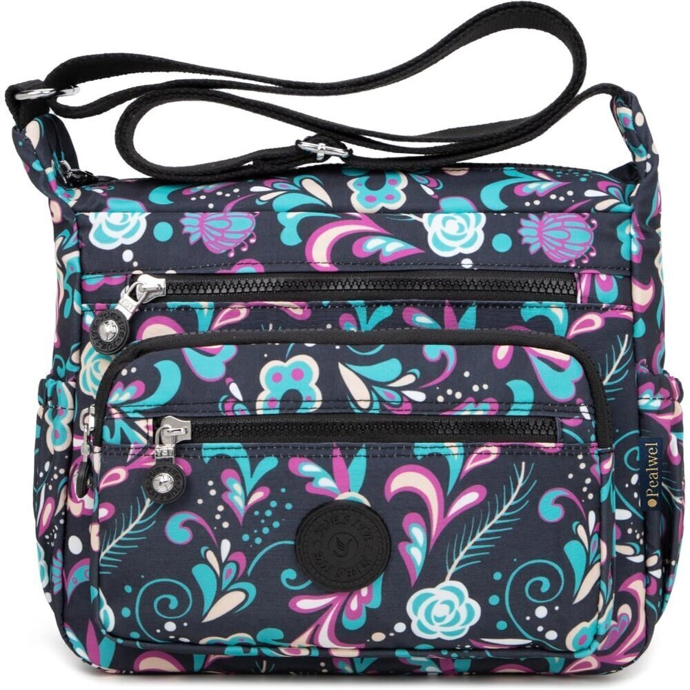 Women Leather Shoulder Handbag Large Capacity Multi-Pocket Crossbody Purse Tote